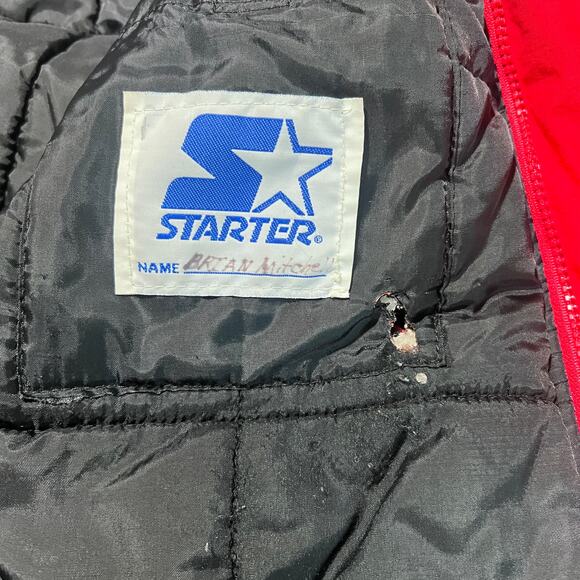 Starter Georgia Bulldogs Jacket L Vintage 90s Hooded Spellout Red Distressed - Picture 5 of 15